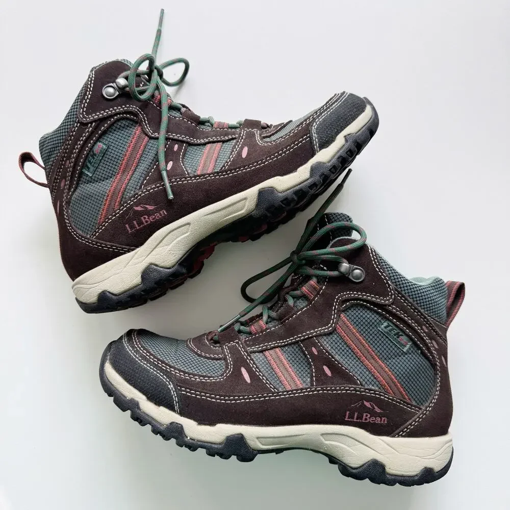 L.L. Bean Women's Trail Model 4 Hiking Boots in Coffee Bean/Camp Green Size 7 - Picture 2 of 6